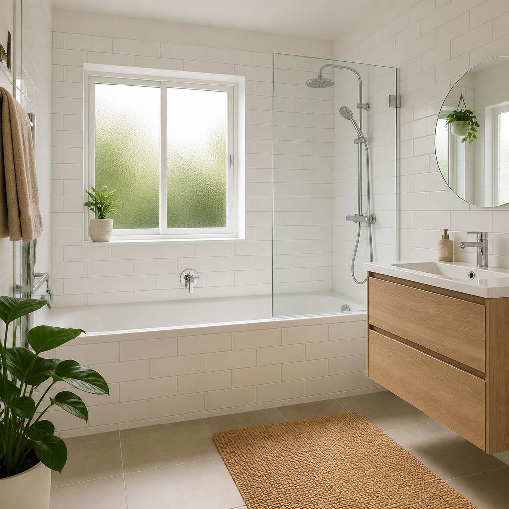 Freshly resealed modern bathroom